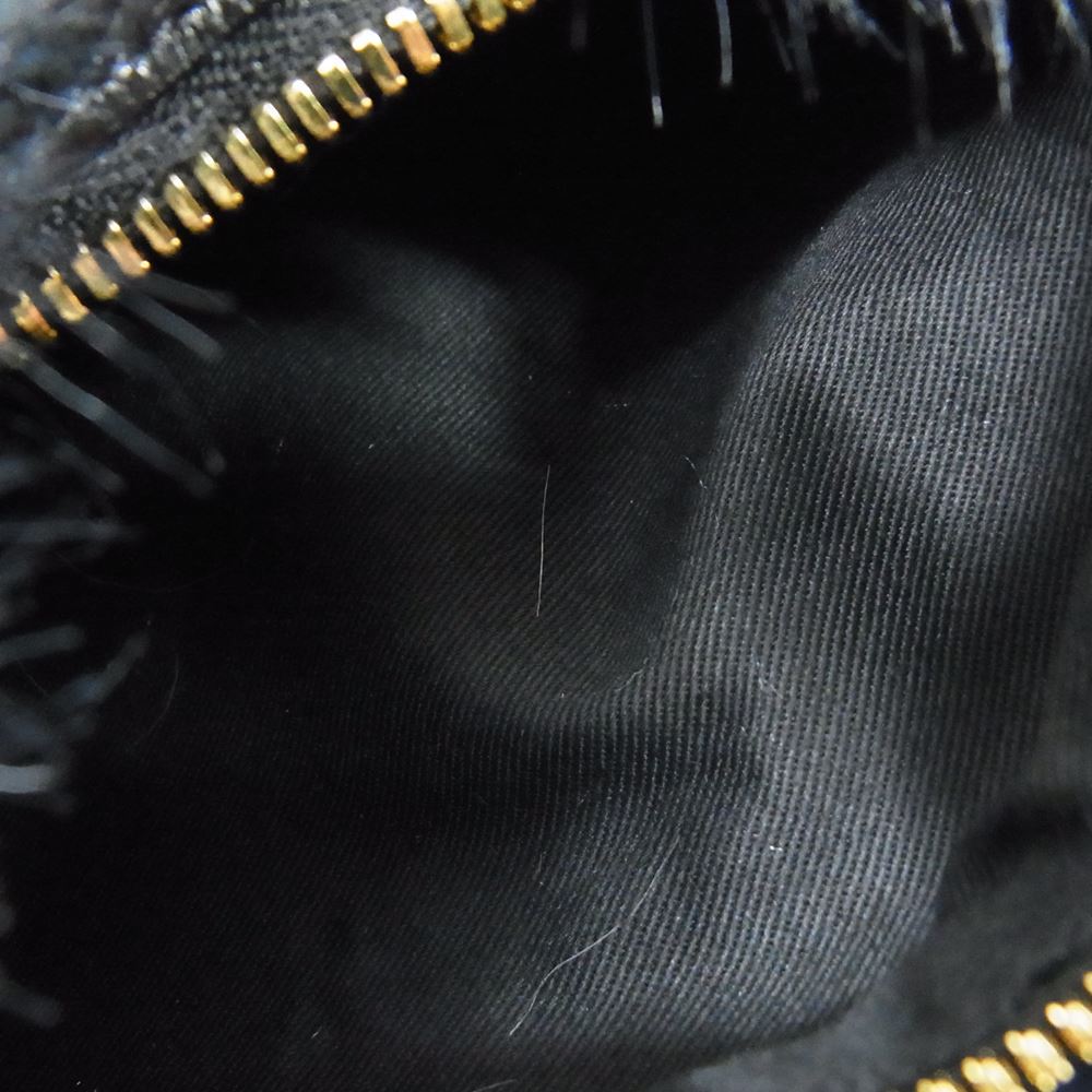 Sacai サカイ S115-01 Small Pochette Faux Fur スモール ポシェット フェイクファー ハンド バッグ ネイビー系【極上美品】【中古】