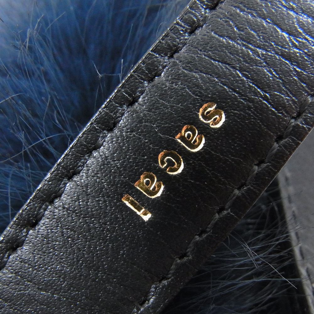Sacai サカイ S115-01 Small Pochette Faux Fur スモール ポシェット フェイクファー ハンド バッグ ネイビー系【極上美品】【中古】
