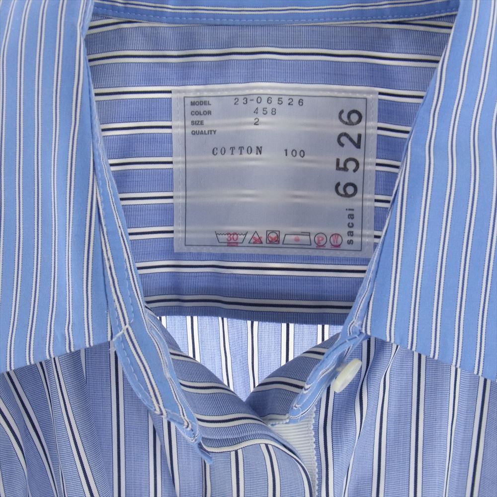 Sacai サカイ 23SS 23-06526 Thomas Mason Cotton Poplin Shirt トーマスメイソン コットン ポプリン ストライプ 長袖 シャツ ライトブルー系 2【中古】