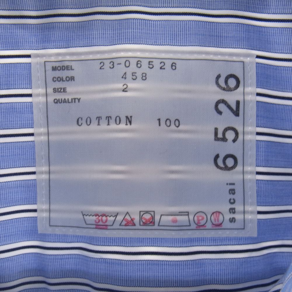 Sacai サカイ 23SS 23-06526 Thomas Mason Cotton Poplin Shirt トーマスメイソン コットン ポプリン ストライプ 長袖 シャツ ライトブルー系 2【中古】