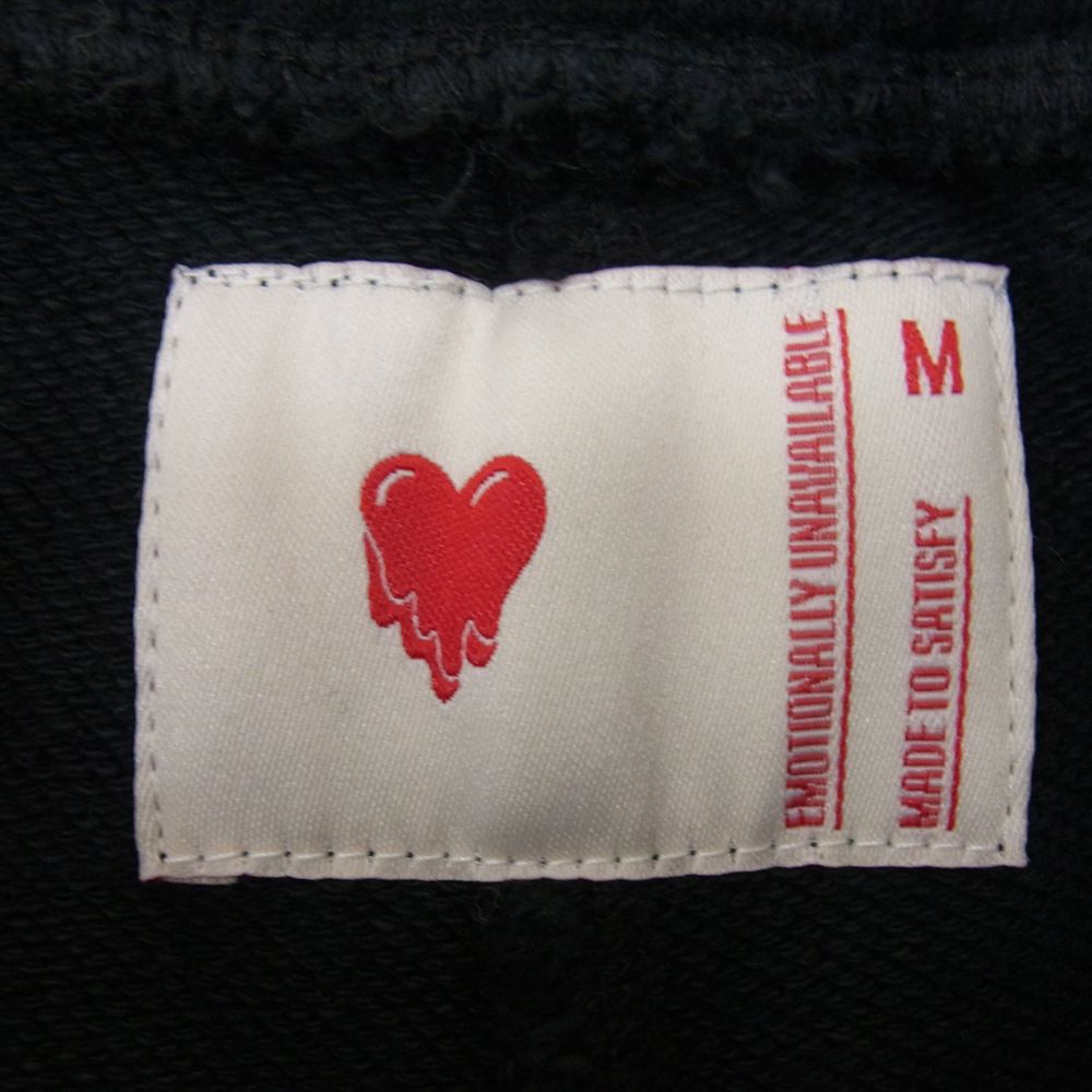 エモーショナリーアンアベイラブル EU-SS23-SS3-BLK2 ラメ ロゴ スウェット ショーツ ショートパンツ ブラック系 M【中古】