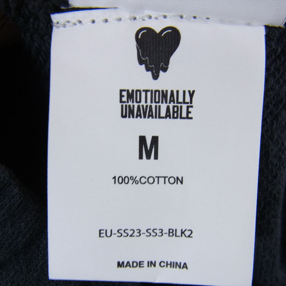 エモーショナリーアンアベイラブル EU-SS23-SS3-BLK2 ラメ ロゴ スウェット ショーツ ショートパンツ ブラック系 M【中古】
