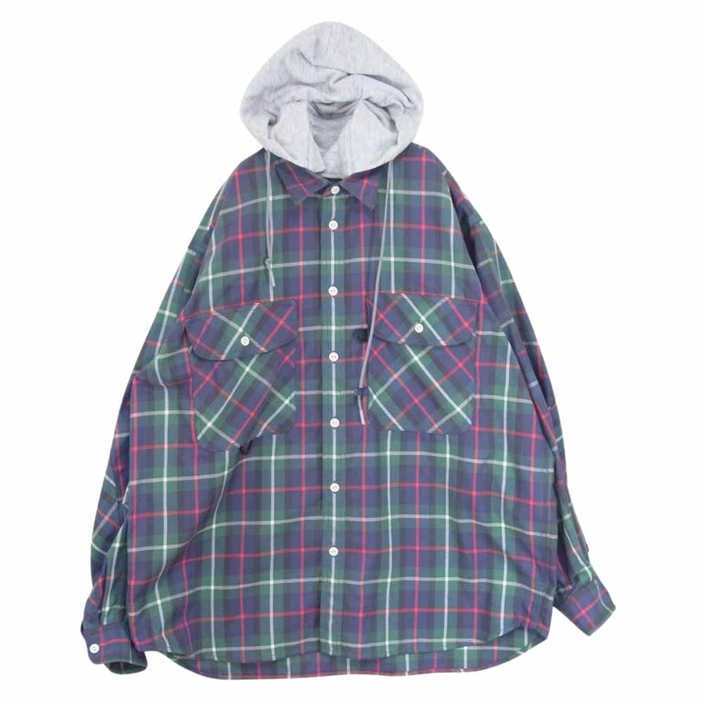 ダイワピア39 23SS BE-82023 TECH 2WAY WORK SHIRTS フード脱着可能 長袖 チェック シャツ マルチカラー系 M【中古】