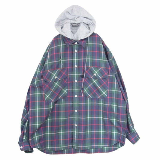 ダイワピア39 23SS BE-82023 TECH 2WAY WORK SHIRTS フード脱着可能 長袖 チェック シャツ マルチカラー系 M【中古】