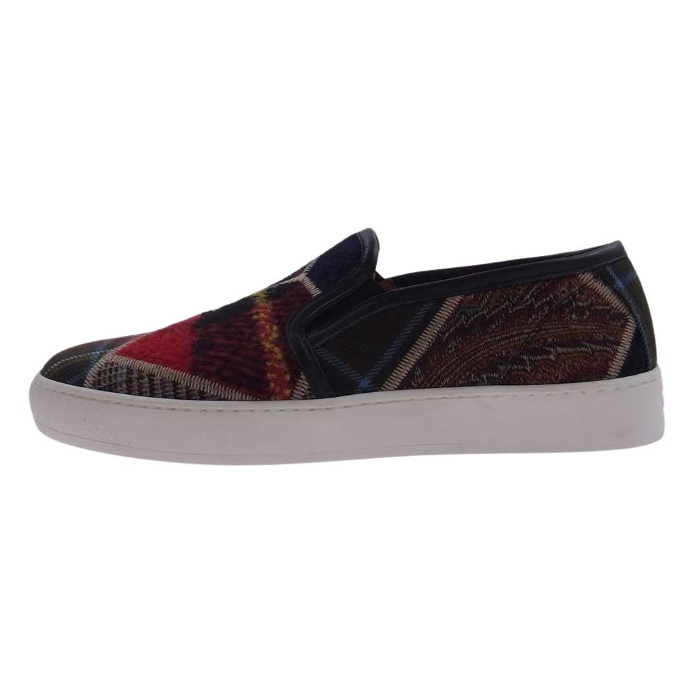 ETRO エトロ SCARPE UOMO SLIP ON FONDO CASSETTA タータンチェック スリッポン スニーカー マルチカラー系 41【美品】【中古】