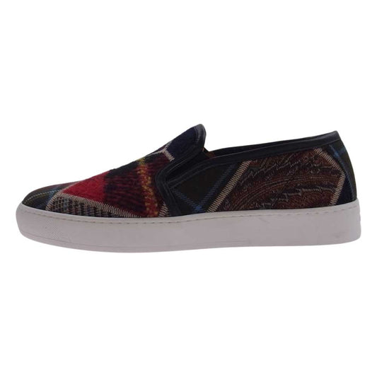 ETRO エトロ SCARPE UOMO SLIP ON FONDO CASSETTA タータンチェック スリッポン スニーカー マルチカラー系 41【美品】【中古】