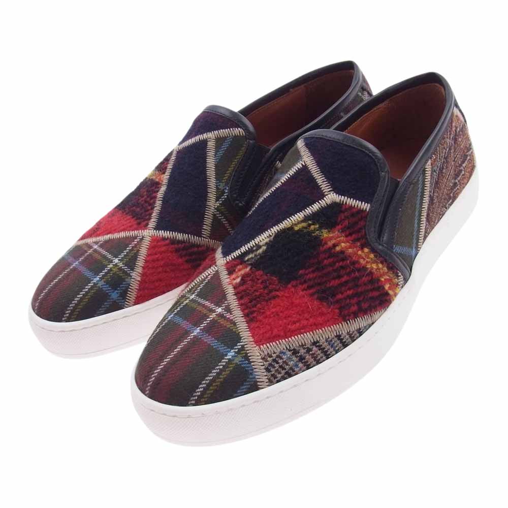 ETRO エトロ SCARPE UOMO SLIP ON FONDO CASSETTA タータンチェック スリッポン スニーカー マルチカラー系 41【美品】【中古】