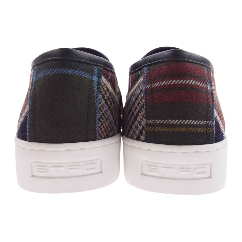 ETRO エトロ SCARPE UOMO SLIP ON FONDO CASSETTA タータンチェック スリッポン スニーカー マルチカラー系 41【美品】【中古】