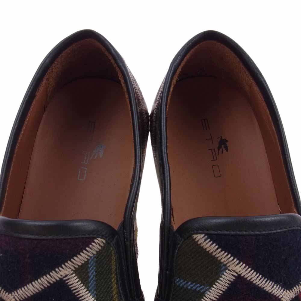 ETRO エトロ SCARPE UOMO SLIP ON FONDO CASSETTA タータンチェック スリッポン スニーカー マルチカラー系 41【美品】【中古】