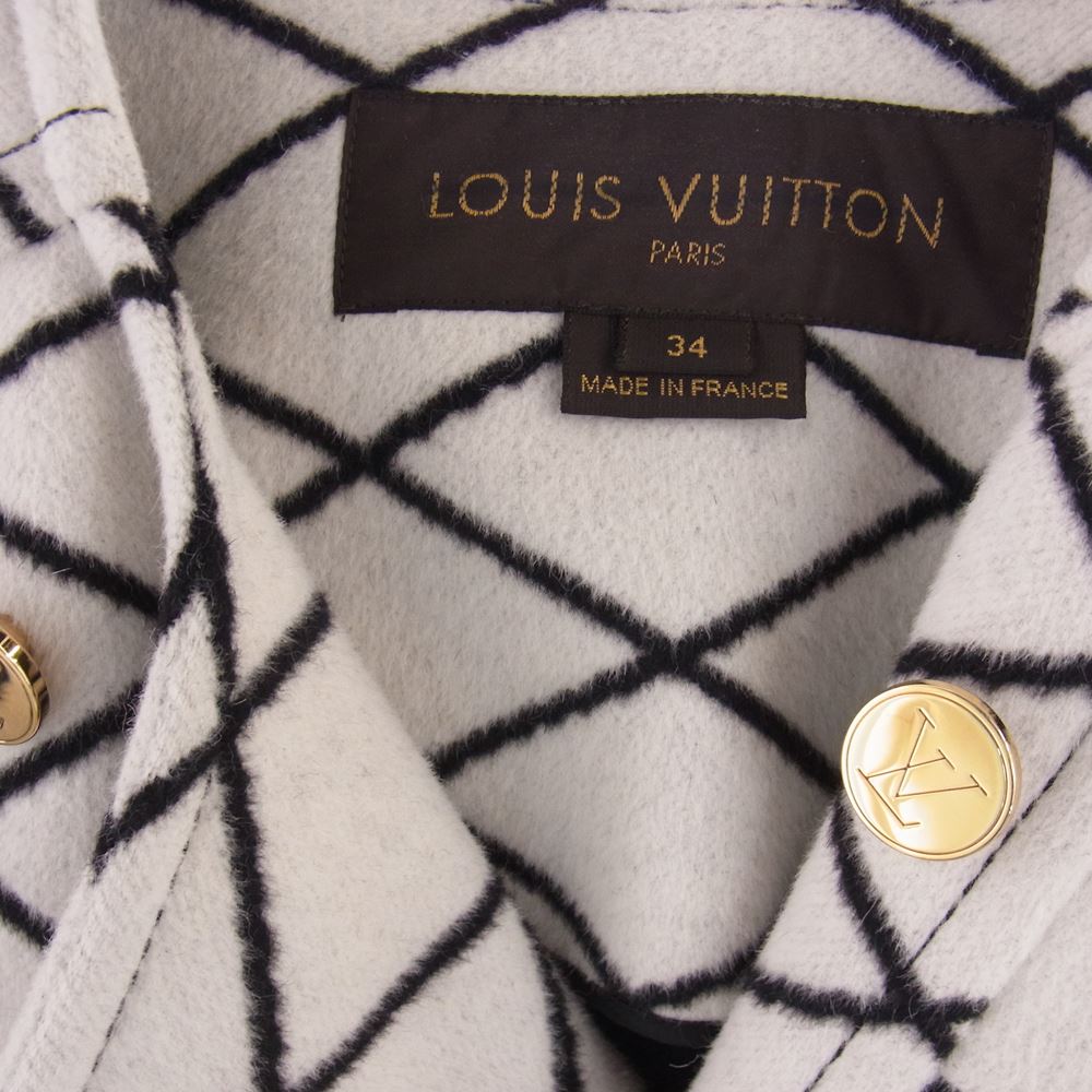 LOUIS VUITTON ルイ・ヴィトン アンゴラウール ダブル コート 金ボタン オフホワイト系 34【中古】