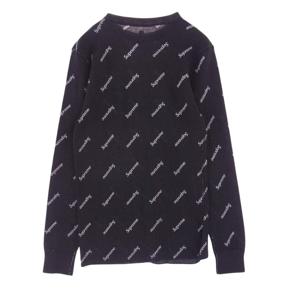 Supreme シュプリーム × Hanes ヘインズ Thermal CREW サーマル クルーネック Tシャツ ロングスリーブ ロンT カットソー 1Pack ロゴ ブラック系 M【極上美品】【中古】