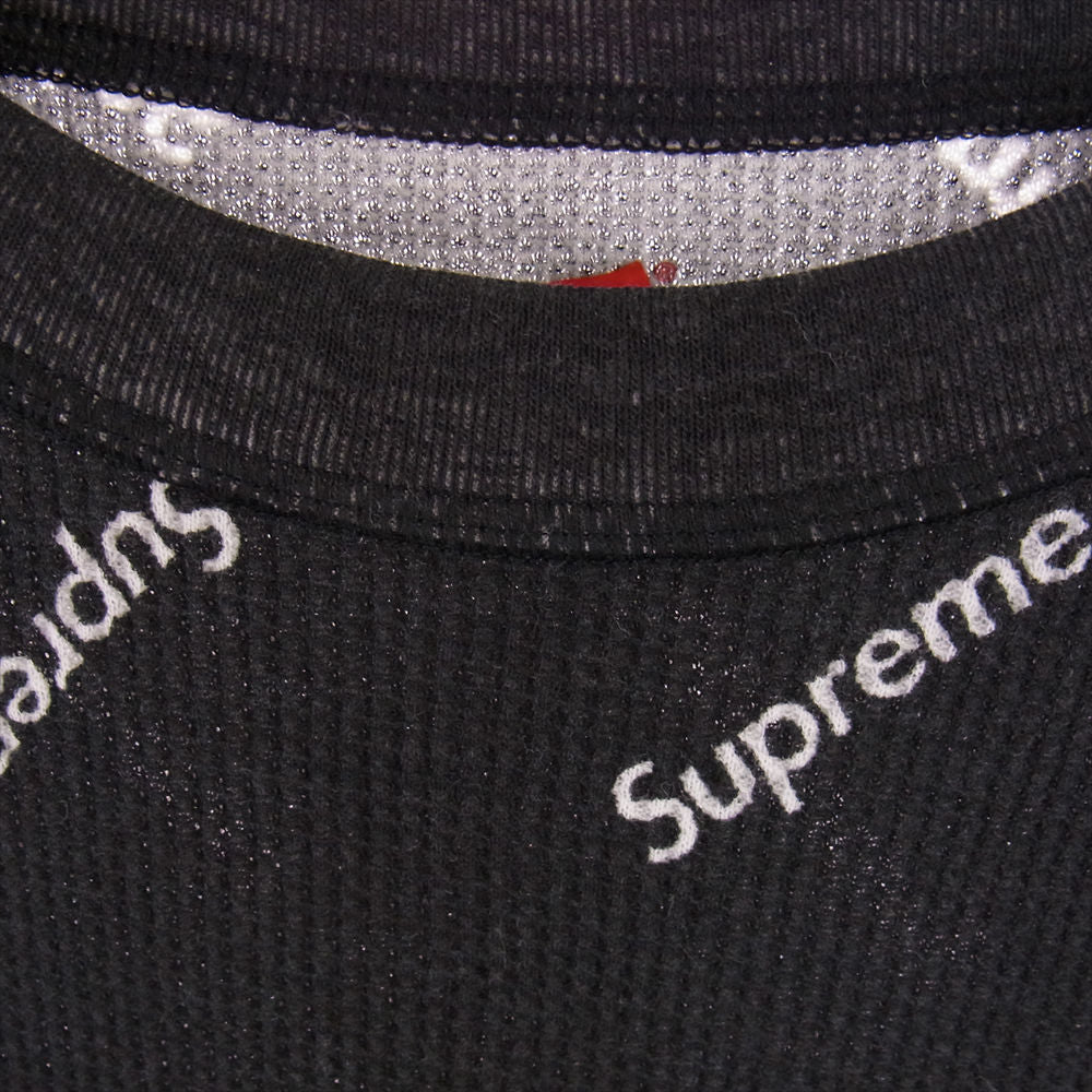 Supreme シュプリーム × Hanes ヘインズ Thermal CREW サーマル クルーネック Tシャツ ロングスリーブ ロンT カットソー 1Pack ロゴ ブラック系 M【極上美品】【中古】