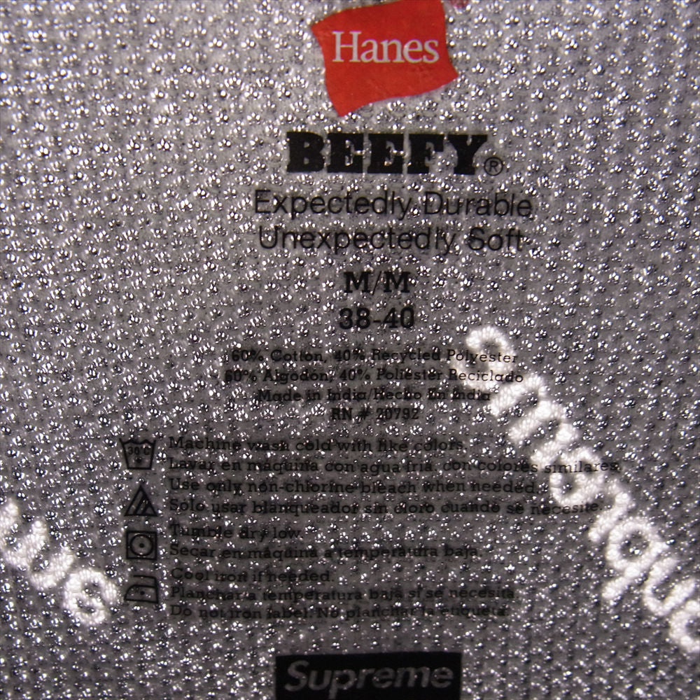 Supreme シュプリーム × Hanes ヘインズ Thermal CREW サーマル クルーネック Tシャツ ロングスリーブ ロンT カットソー 1Pack ロゴ ブラック系 M【極上美品】【中古】