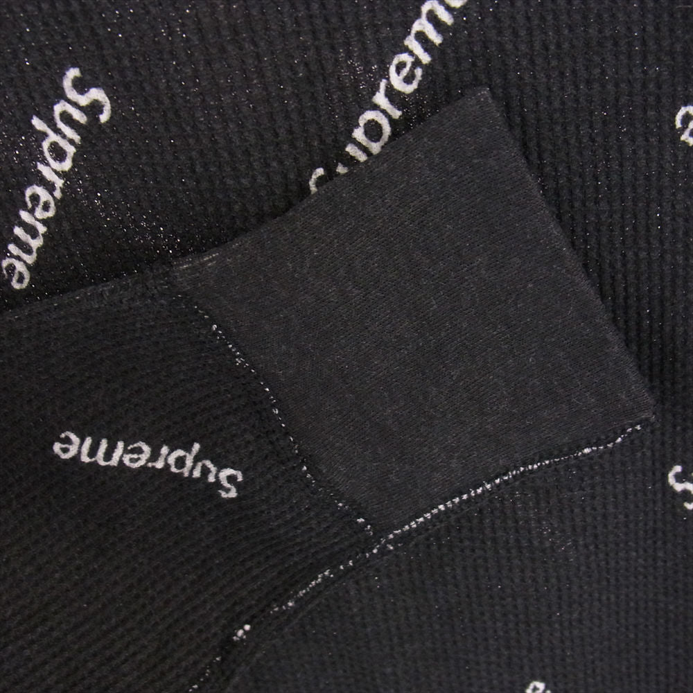 Supreme シュプリーム × Hanes ヘインズ Thermal CREW サーマル クルーネック Tシャツ ロングスリーブ ロンT カットソー 1Pack ロゴ ブラック系 M【極上美品】【中古】