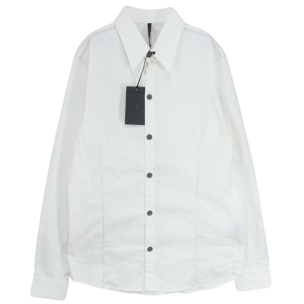 ジオールドサーカス 1101 White denim stretch dungaree over lock stitch shirts オーバーロックステッチ 長袖 シャツ ホワイト系 3【中古】