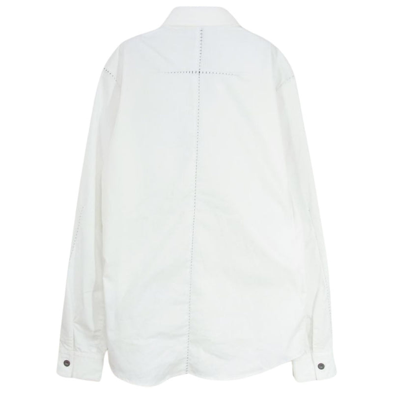 ジオールドサーカス 1101 White denim stretch dungaree over lock stitch shirts オーバーロックステッチ 長袖 シャツ ホワイト系 3【中古】