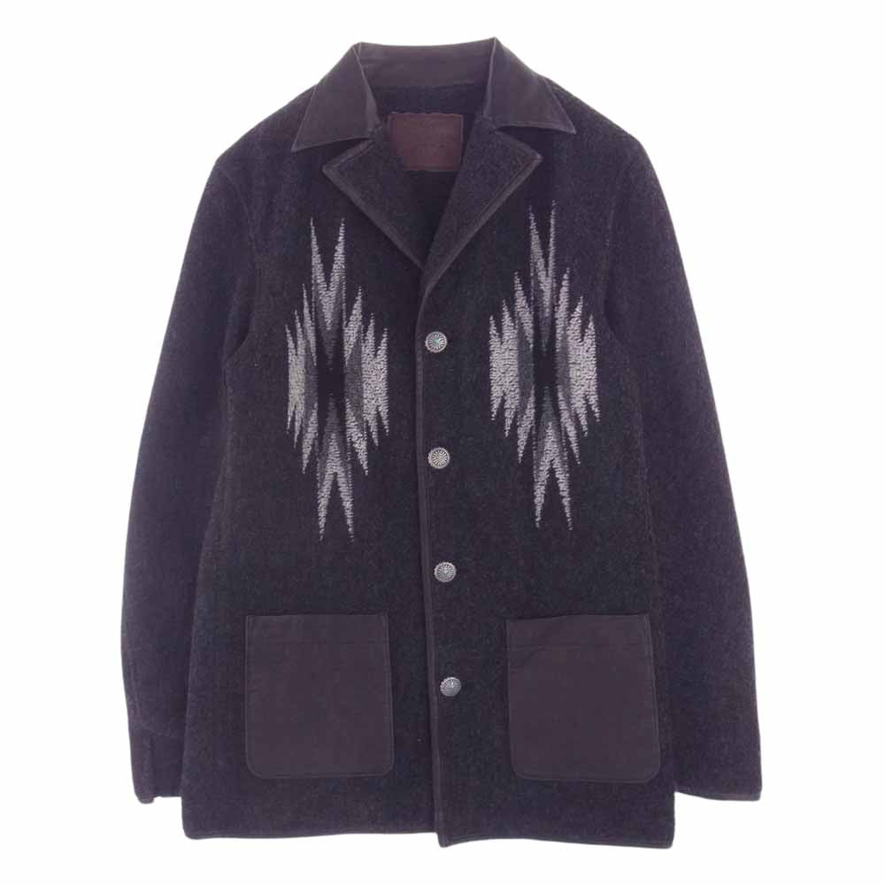 BACKBONE バックボーン BB10FW-J20 襟ディアスキン切替 カシミヤ混ウールパイル コンチョボタン ネイティブ ジャケット ブラック系 L【中古】