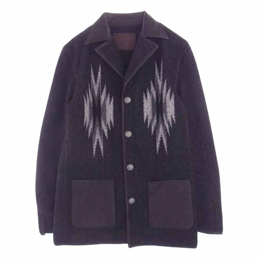 BACKBONE バックボーン BB10FW-J20 襟ディアスキン切替 カシミヤ混ウールパイル コンチョボタン ネイティブ ジャケット ブラック系 L【中古】