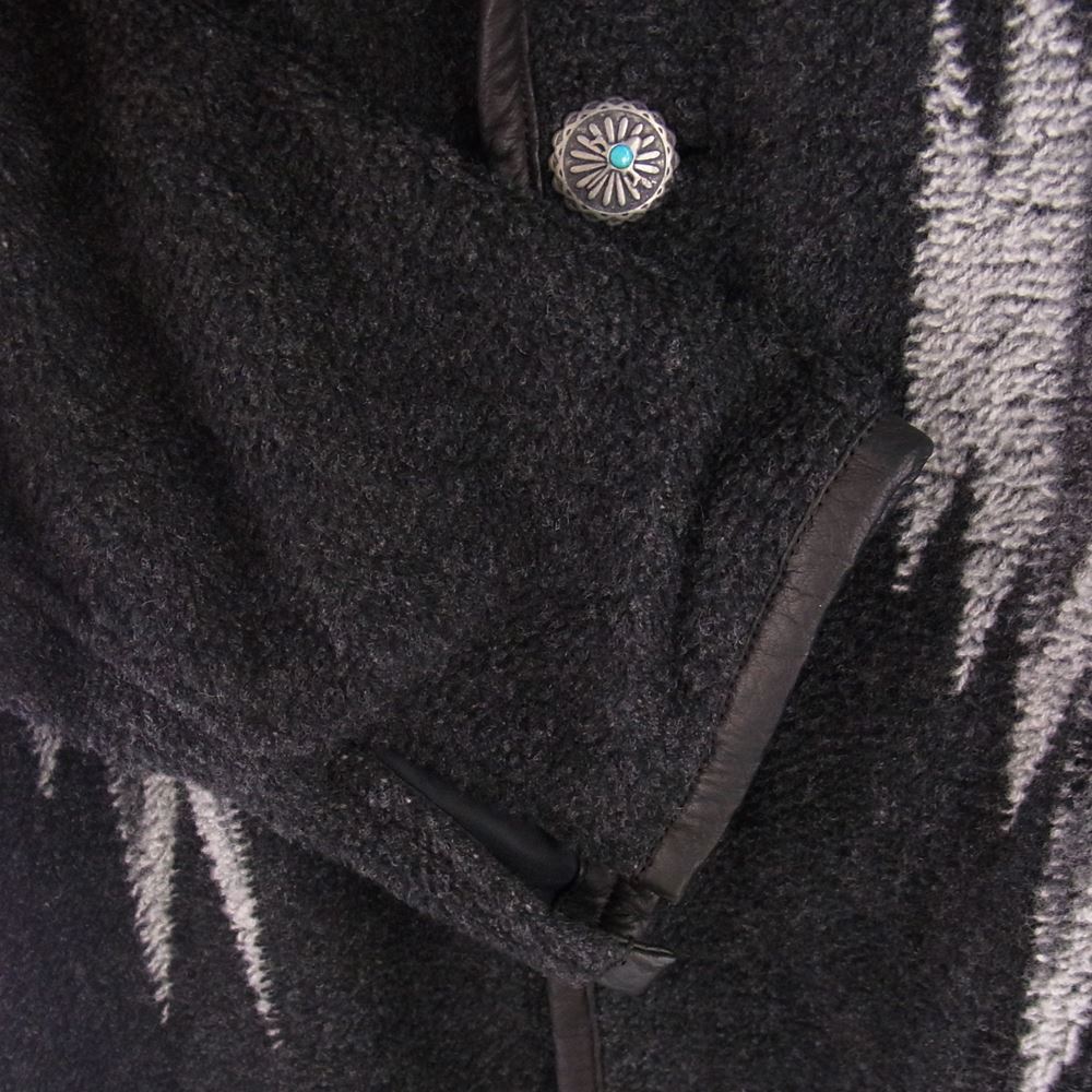 BACKBONE バックボーン BB10FW-J20 襟ディアスキン切替 カシミヤ混ウールパイル コンチョボタン ネイティブ ジャケット ブラック系 L【中古】