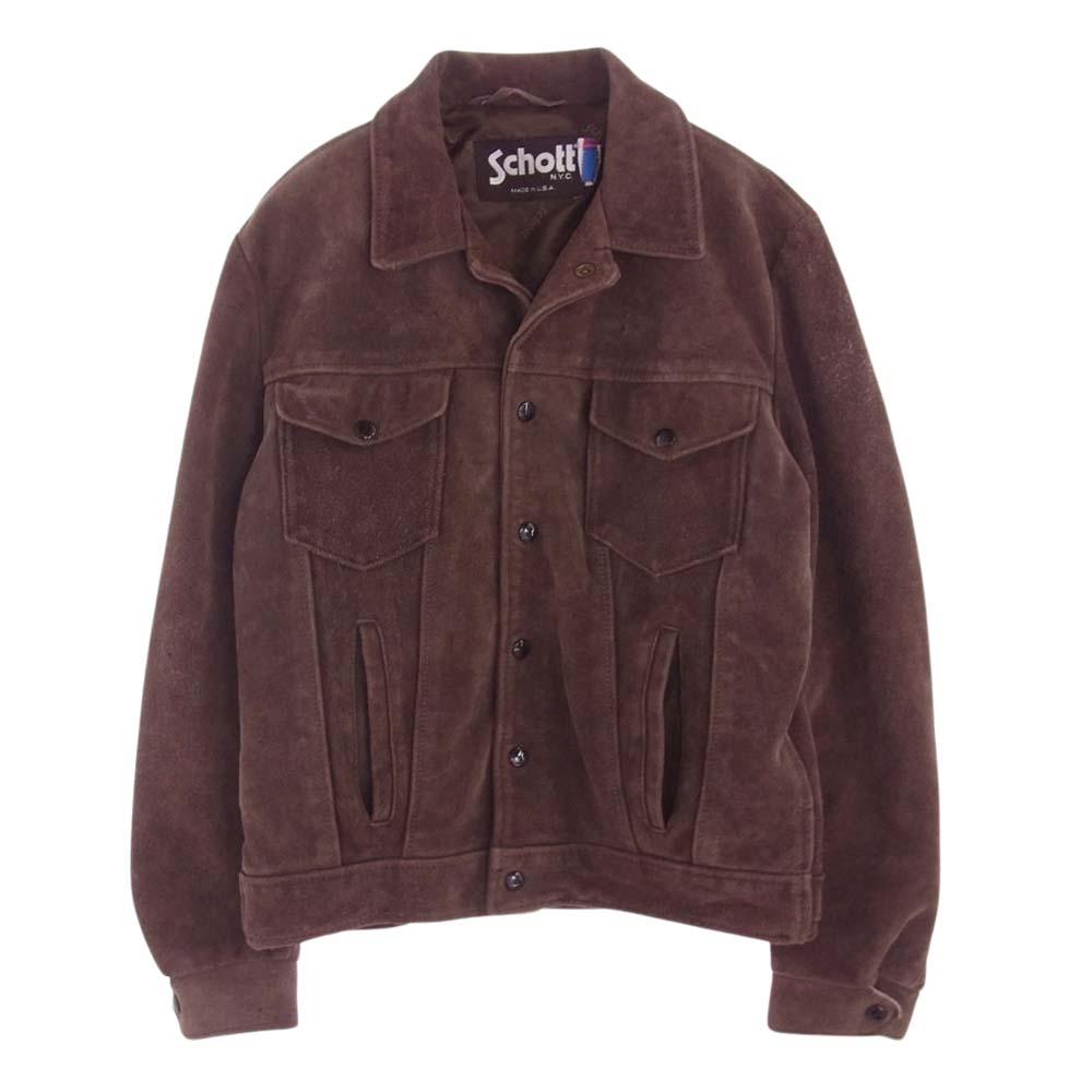 schott ショット  USA製 suede trucker jacket スエード トラッカー ジャケット  ブラウン系 40【中古】