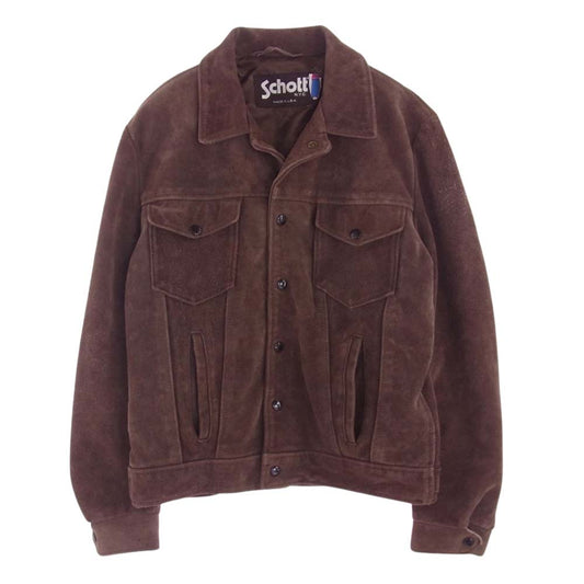 schott ショット  USA製 suede trucker jacket スエード トラッカー ジャケット  ブラウン系 40【中古】