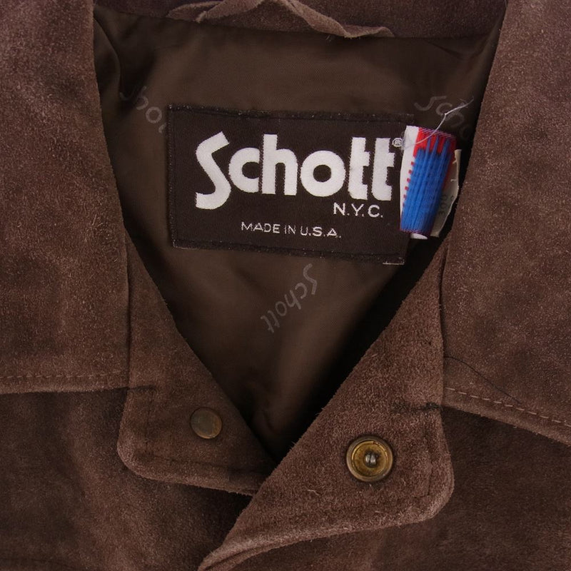 schott ショット  USA製 suede trucker jacket スエード トラッカー ジャケット  ブラウン系 40【中古】
