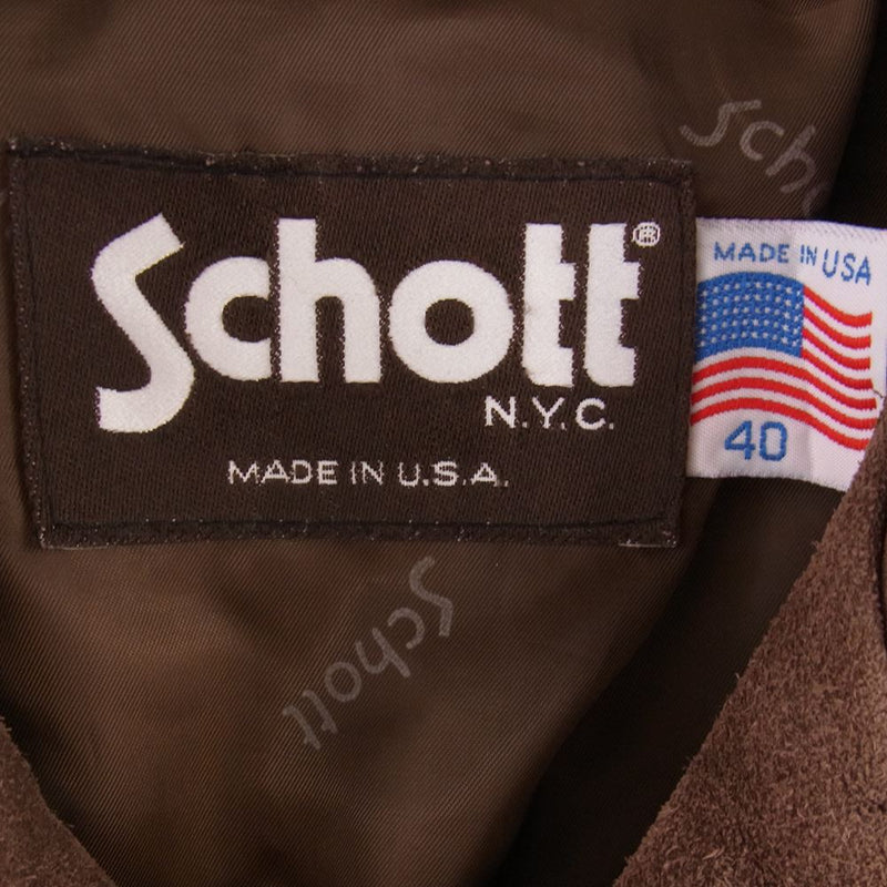 schott ショット  USA製 suede trucker jacket スエード トラッカー ジャケット  ブラウン系 40【中古】