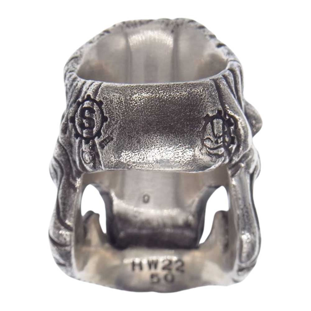STARLIN GEAR スターリンギア ギャランティ付属 レザーケース付き 2022 ハロウィン ハチェットマン k18ゴールド アックス Sギア ロゴ リング シルバー系 約18.5号【中古】