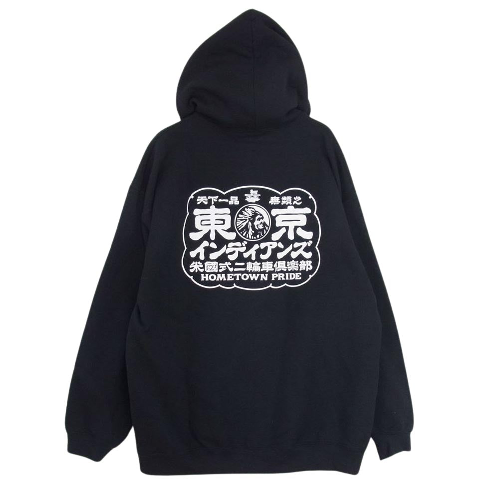 東京インディアンズ プリント スウェット パーカー ブラック系 L【中古】