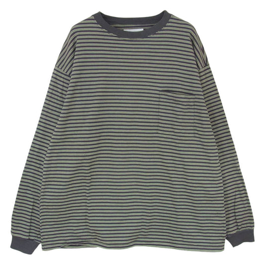 marka マーカ M23A-15CS01C BORDER TEE L/S ボーダー Tシャツ ロングスリーブ ロンT 長袖 グリーン系 チャコールグレー系 2【中古】
