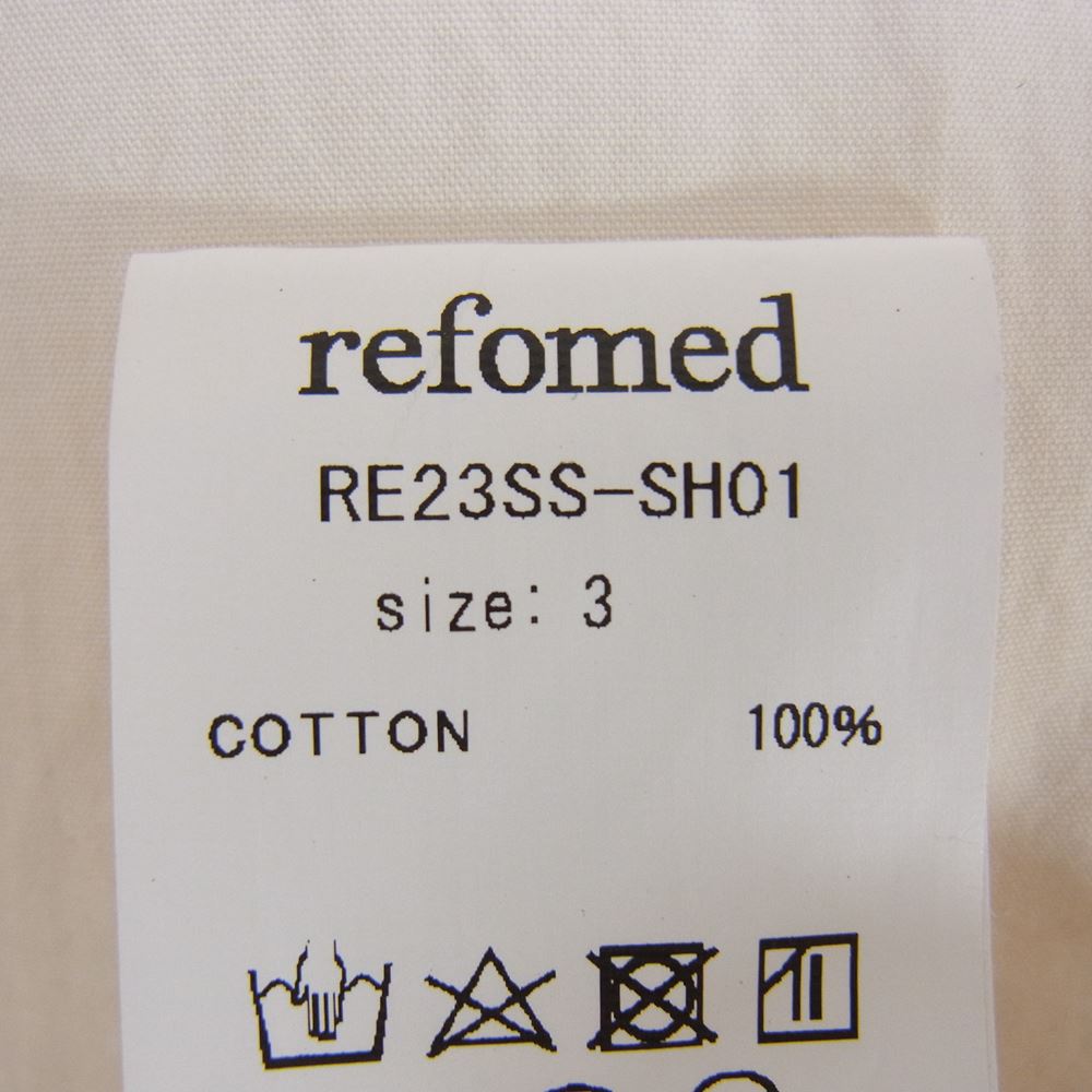リフォメッド 23SS RE23SS-SH01 WRIST PATCH WIDE SHIRT OFF パッチ ワイド シャツ 長袖 オフホワイト系 3【中古】