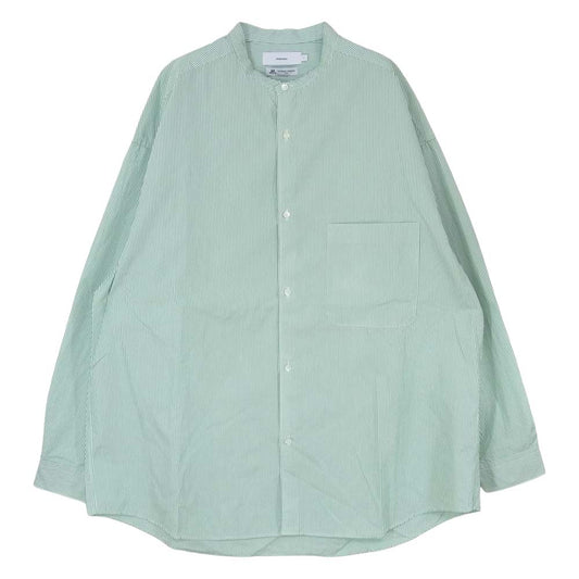 GRAPHPAPER グラフペーパー 22AW GM224-50022 × THOMAS MASON トーマスメイソン for GP L/S Oversized Band Collar Shirt オーバーサイズ バンドカラー シャツ ストライプ 長袖 グリーン系 ホワイト系 F【中古】