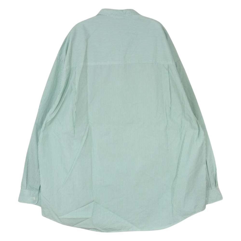 GRAPHPAPER グラフペーパー 22AW GM224-50022 × THOMAS MASON トーマスメイソン for GP L/S Oversized Band Collar Shirt オーバーサイズ バンドカラー シャツ ストライプ 長袖 グリーン系 ホワイト系 F【中古】