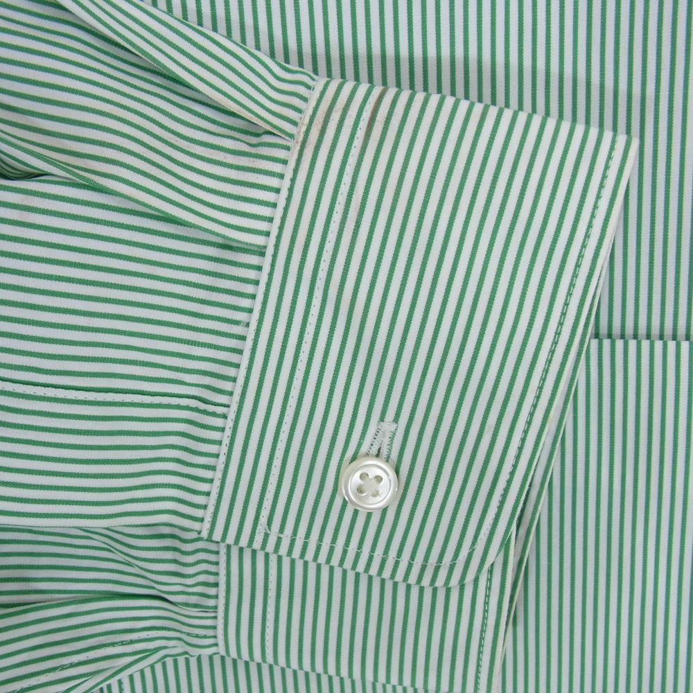 GRAPHPAPER グラフペーパー 22AW GM224-50022 × THOMAS MASON トーマスメイソン for GP L/S Oversized Band Collar Shirt オーバーサイズ バンドカラー シャツ ストライプ 長袖 グリーン系 ホワイト系 F【中古】