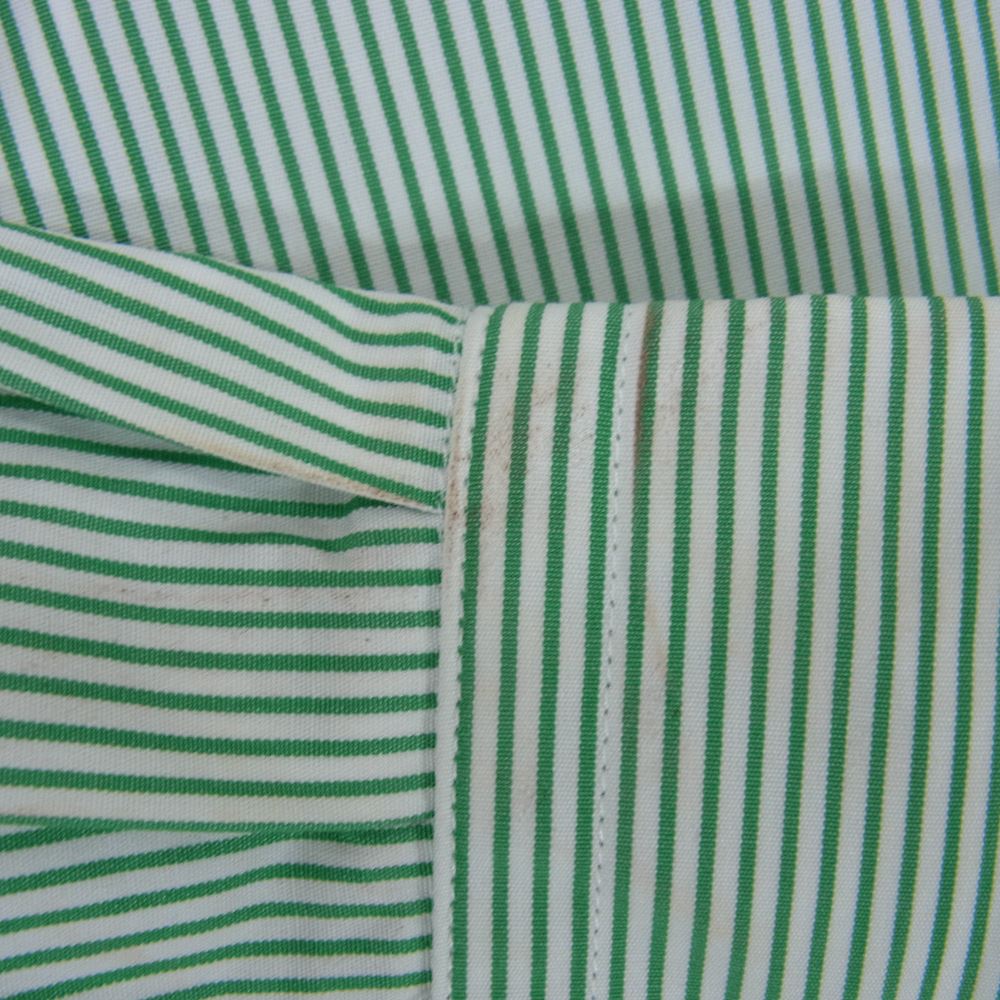 GRAPHPAPER グラフペーパー 22AW GM224-50022 × THOMAS MASON トーマスメイソン for GP L/S Oversized Band Collar Shirt オーバーサイズ バンドカラー シャツ ストライプ 長袖 グリーン系 ホワイト系 F【中古】