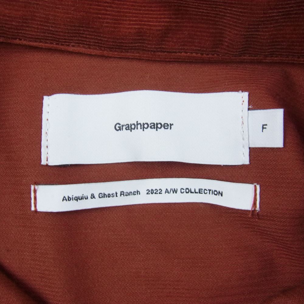 GRAPHPAPER グラフペーパー 22AW GM223-50153 Suvin Corduroy Regular Collar York Sleeve Shirt スヴィン コーデュロイ レギュラーカラー ヨーク スリーブ シャツ 長袖 ブラウン系 F【中古】
