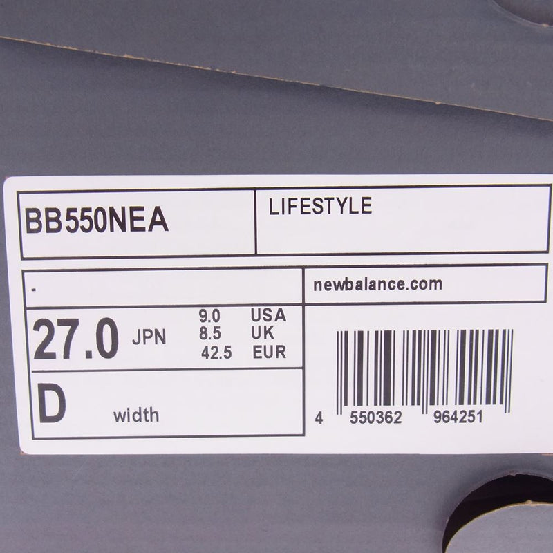 NEW BALANCE ニューバランス BB550NEA スニーカー 27cm ホワイト系 27cm【新古品】【未使用】【中古】