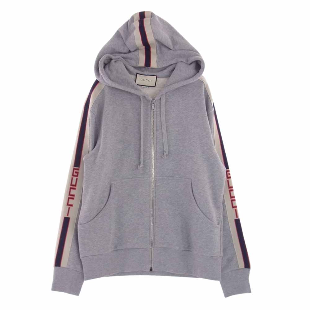 GUCCI グッチ 17AW 497250 X9197 ロゴ テクニカル ジップ パーカー グレー系 S【美品】【中古】