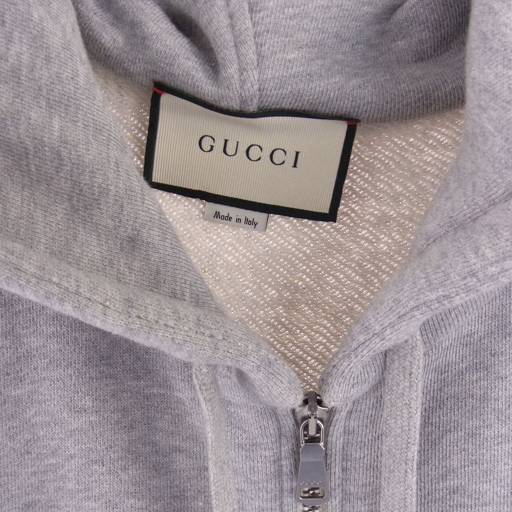 GUCCI グッチ 17AW 497250 X9197 ロゴ テクニカル ジップ パーカー グレー系 S【美品】【中古】