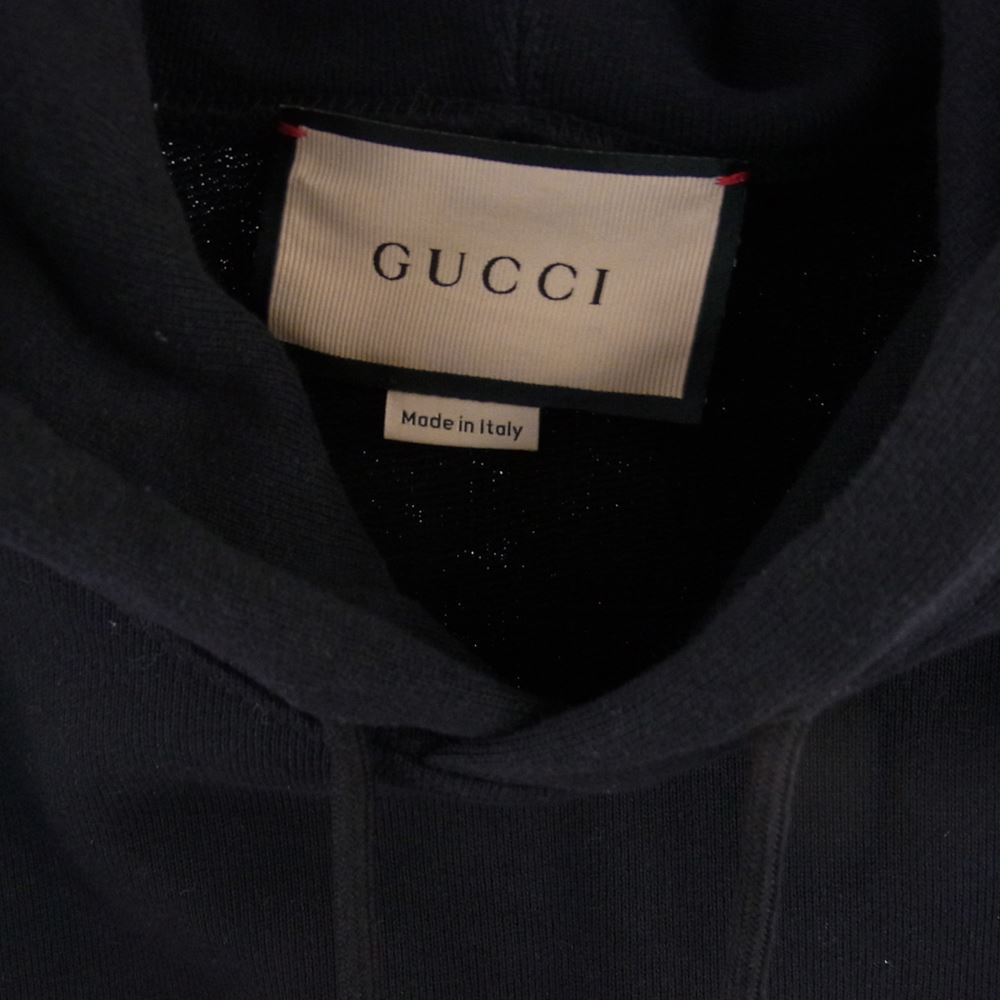 GUCCI グッチ 23AW 681210 XJDV3 ミラー プリント ジャージー スウェット シャツ パーカー フーディ ブラック系 M【美品】【中古】