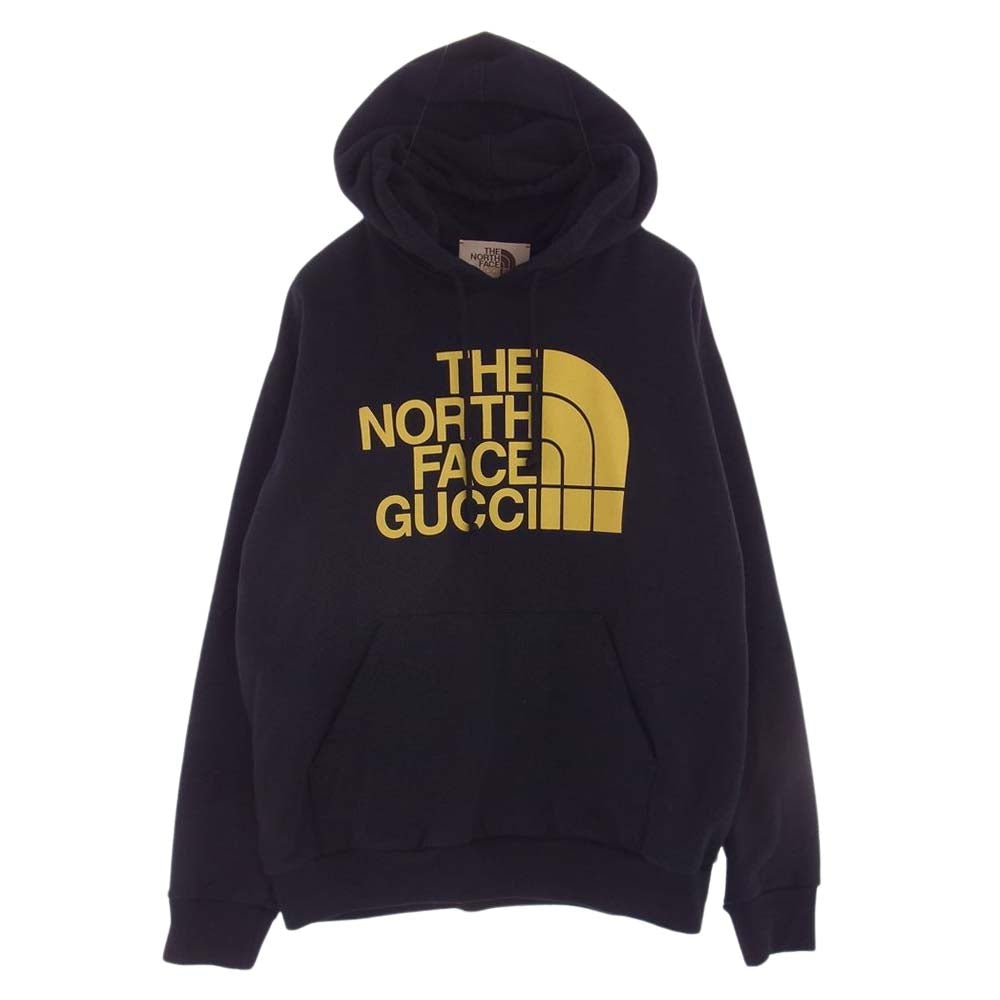 GUCCI グッチ 21SS 651724 XJDCM × THE NORTHFACE Logo Print Pullover Parka  ザ ノースフェイス ロゴ プルオーバー パーカー ブラック系 M【美品】【中古】
