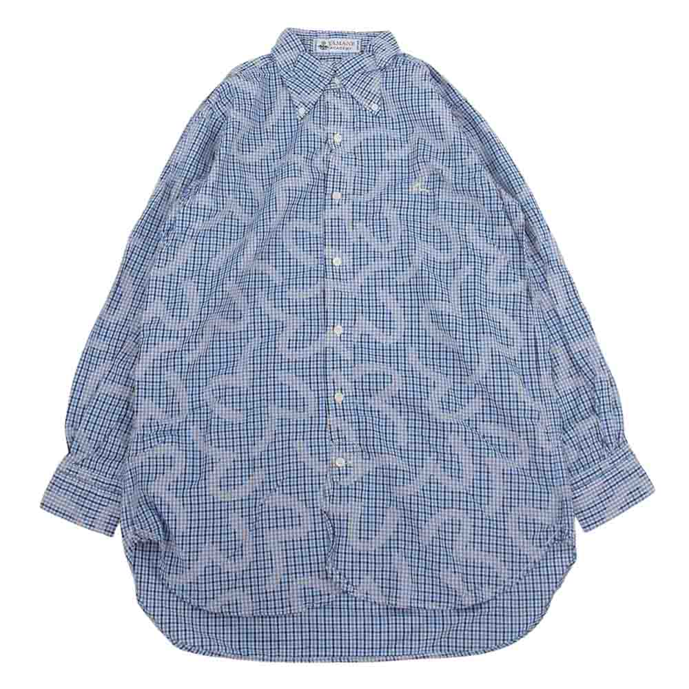 EVISU エヴィス YAMANE ヤマネ カモメ 刺繍 チェック 長袖 シャツ ブルー系 40【中古】