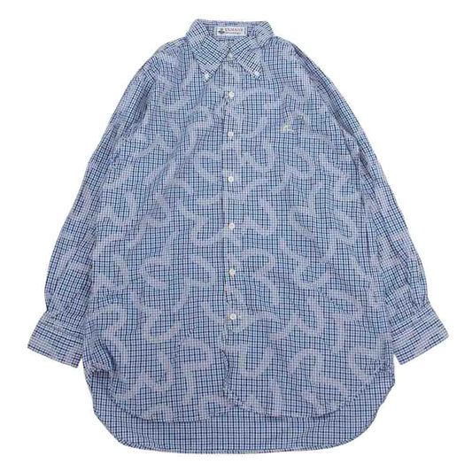 EVISU エヴィス YAMANE ヤマネ カモメ 刺繍 チェック 長袖 シャツ ブルー系 40【中古】