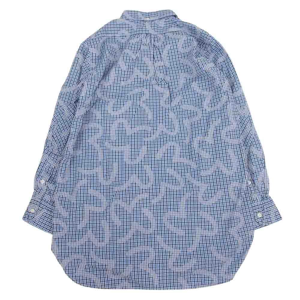 EVISU エヴィス YAMANE ヤマネ カモメ 刺繍 チェック 長袖 シャツ ブルー系 40【中古】