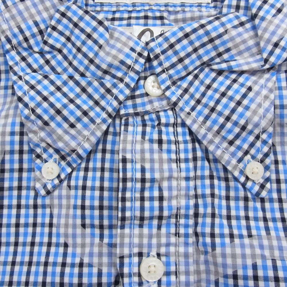 EVISU エヴィス YAMANE ヤマネ カモメ 刺繍 チェック 長袖 シャツ ブルー系 40【中古】