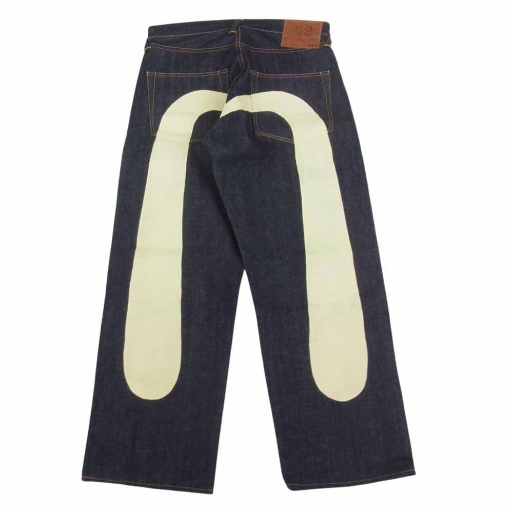 EVISU エヴィス 2001 No2 大黒 ビッグカモメ ペイント デニム パンツ 白 インディゴブルー系 34×32【美品】【中古】