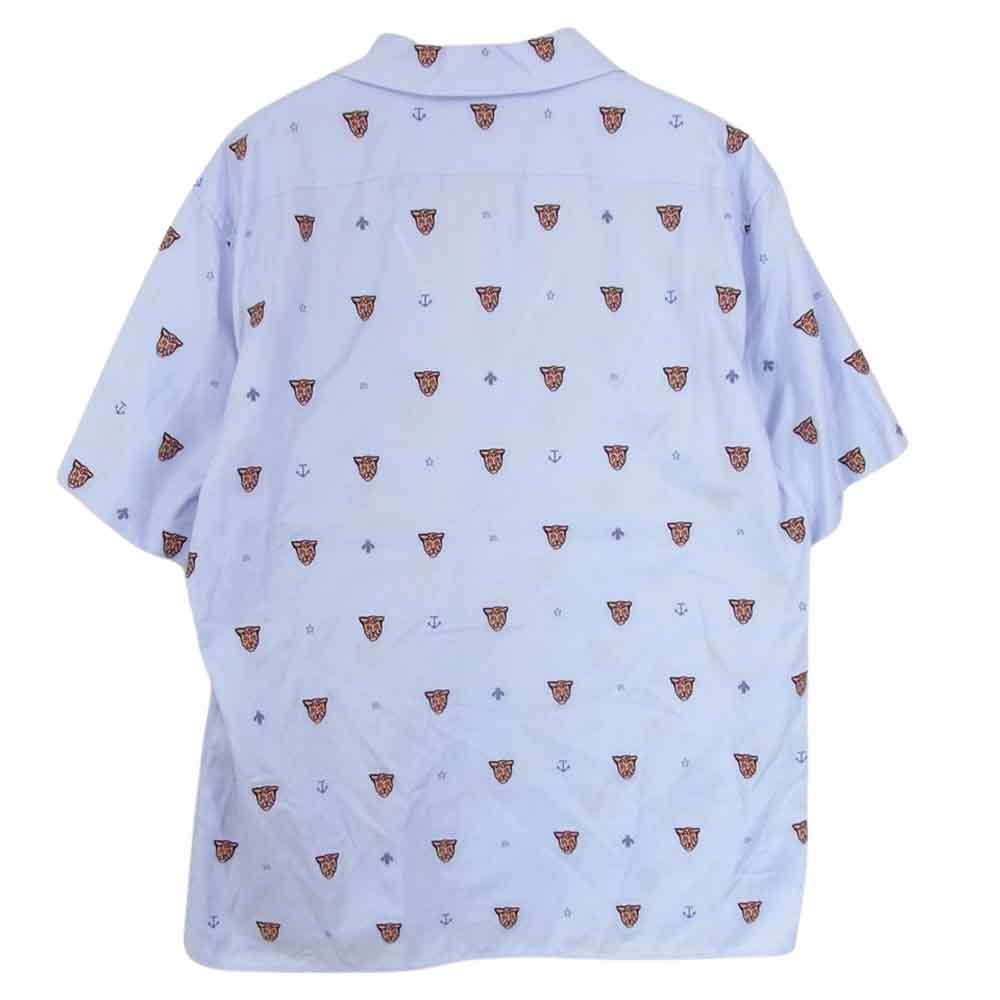 GUCCI グッチ 574566 ZAB0F タイガー柄 半袖 オープンカラー シャツ ライトブルー系 48【中古】