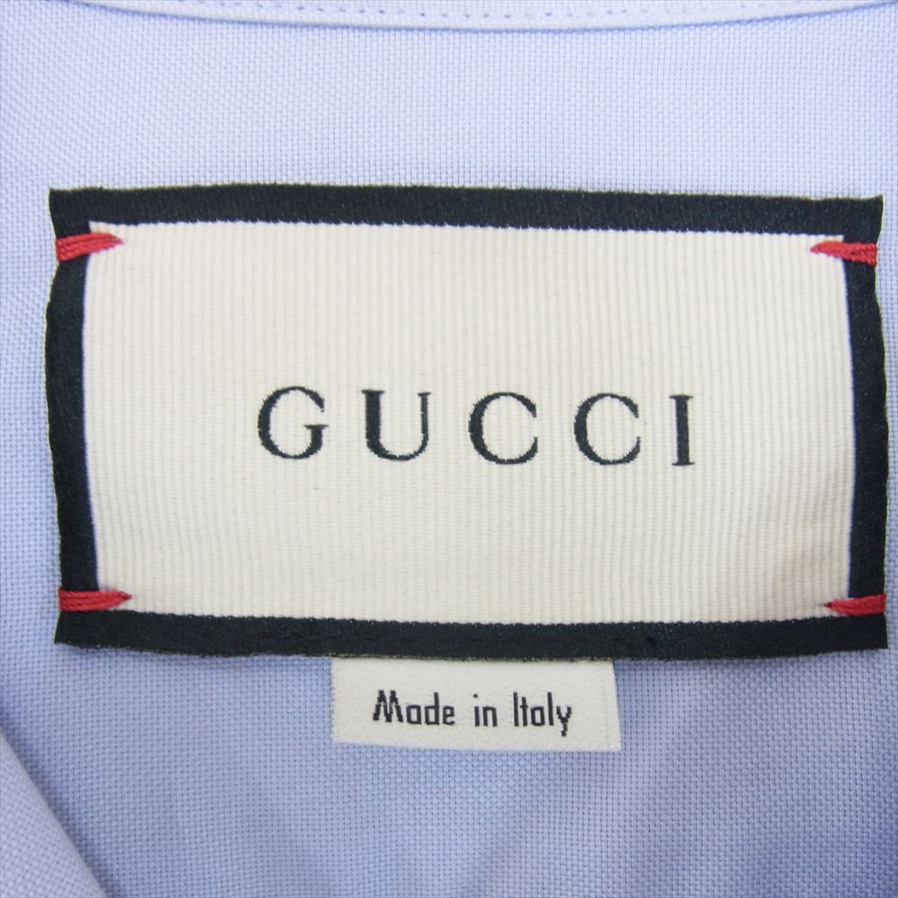 GUCCI グッチ 574566 ZAB0F タイガー柄 半袖 オープンカラー シャツ ライトブルー系 48【中古】
