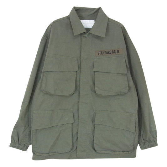 STANDARD CALIFORNIA スタンダードカリフォルニア Coolmax Stretch Ripstop Jungle Fatigue Jacket ジャングル ファティーグ ジャケット  モスグリーン系 MEIDIUM【中古】
