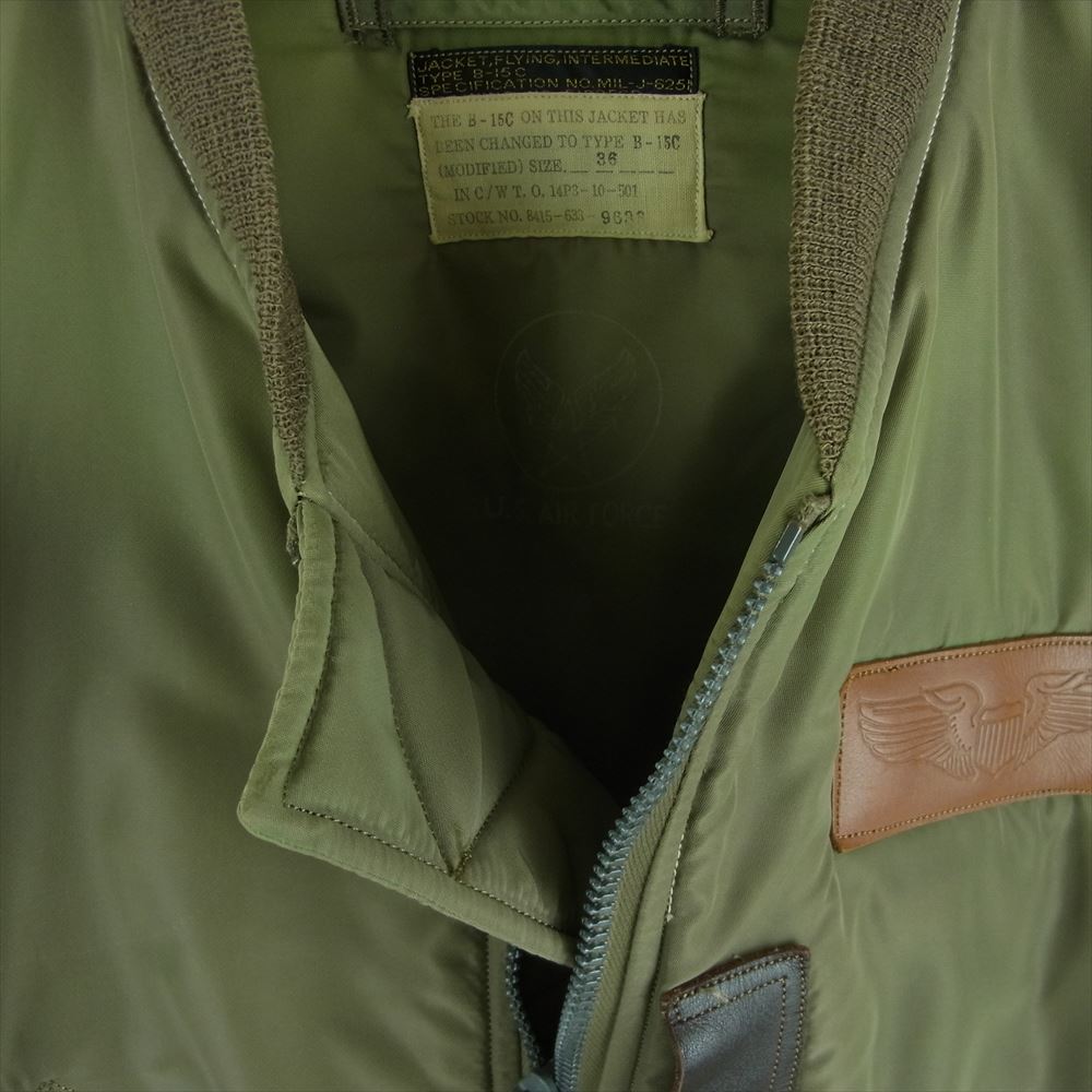 Buzz Rickson's バズリクソンズ M13509 M13510 M品番 初期 B-15C MOD フライト ジャケット ナイロン カーキ系 36【中古】